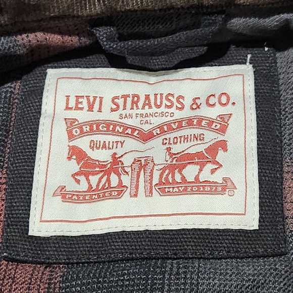 Levis Plaid Lined Canvas Chore Jacket Size XL 100% Cotton Black Full Zip  A3 - Picture 10 of 14
